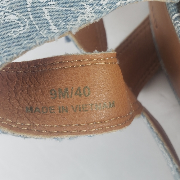 Lucky Brand Demmia wedge platform wood sandal shoe strappy printed denim new 9 - Picture 8 of 10